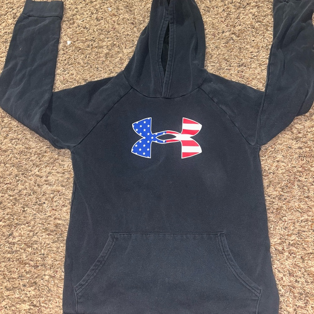 Under Armour Kids Navy Hoodie with Flag Logo